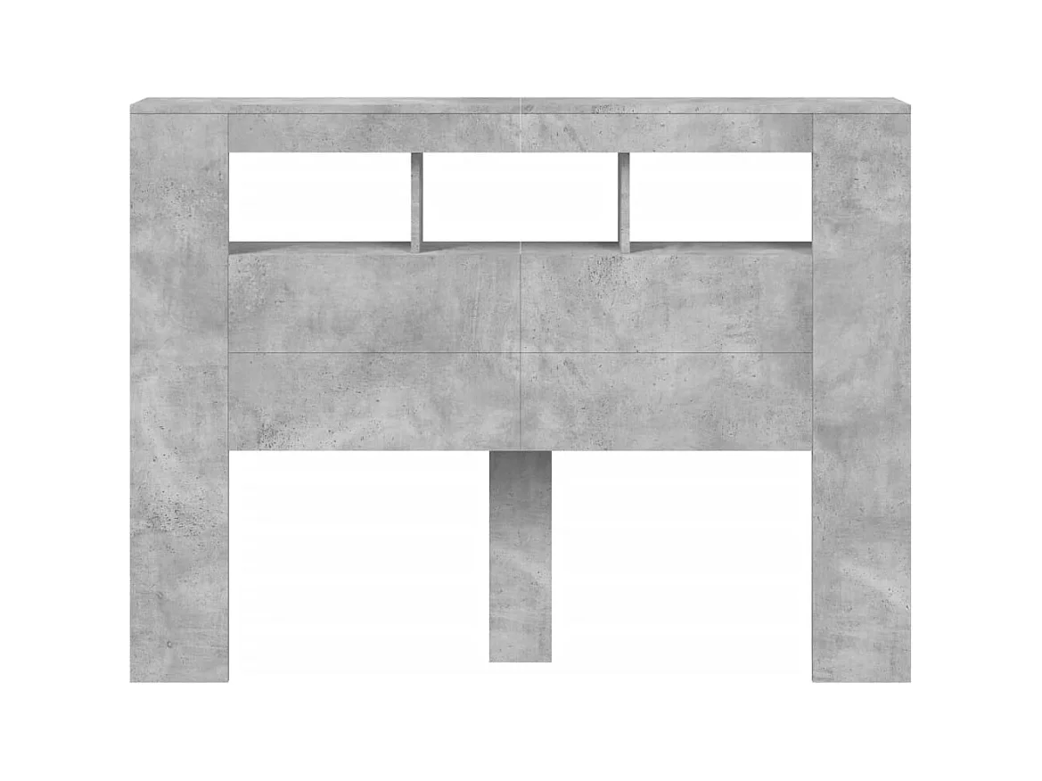 Betongrijs LED hoofdbord 140x18,5x103,5cm bewerkt hout