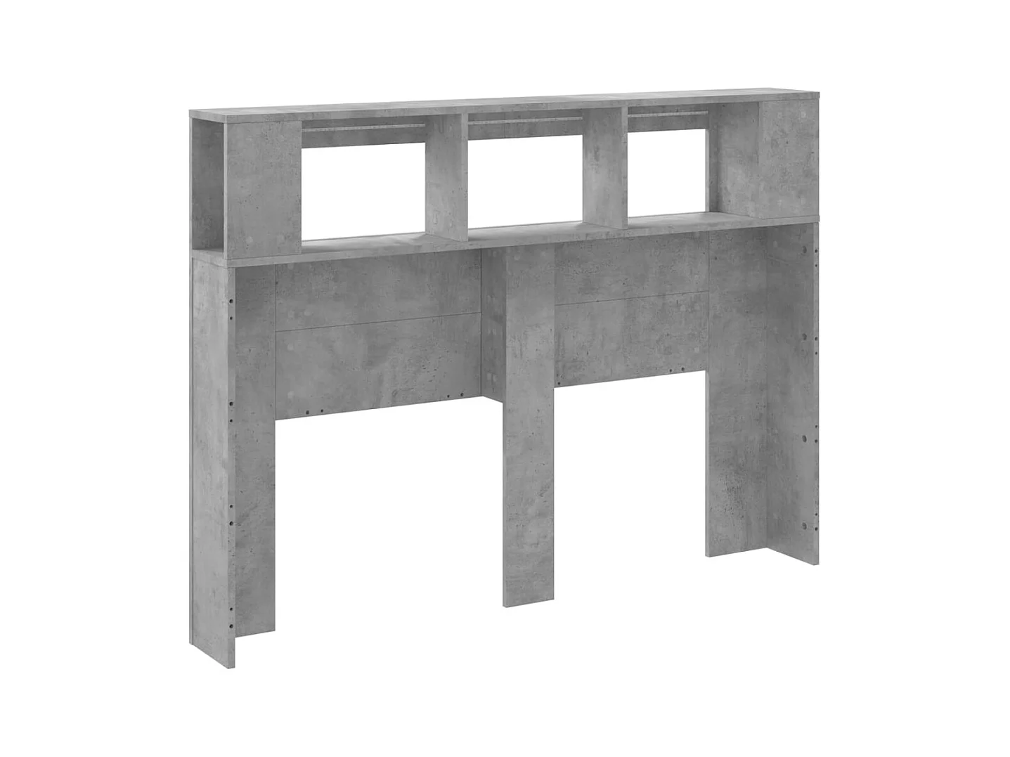 Betongrijs LED hoofdbord 140x18,5x103,5cm bewerkt hout