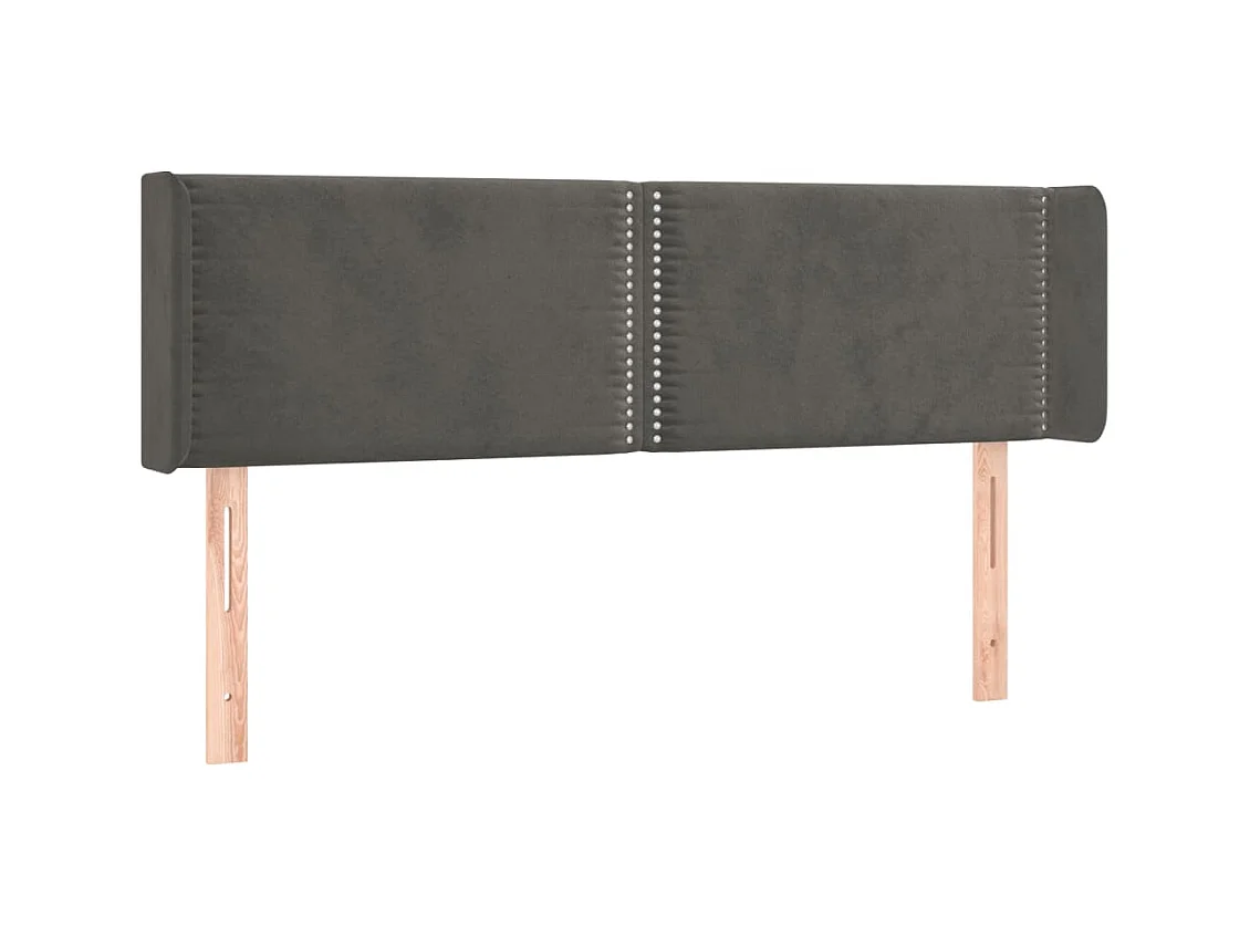 Testiera con ali Grigio scuro 147x16x78/88 cm Velluto