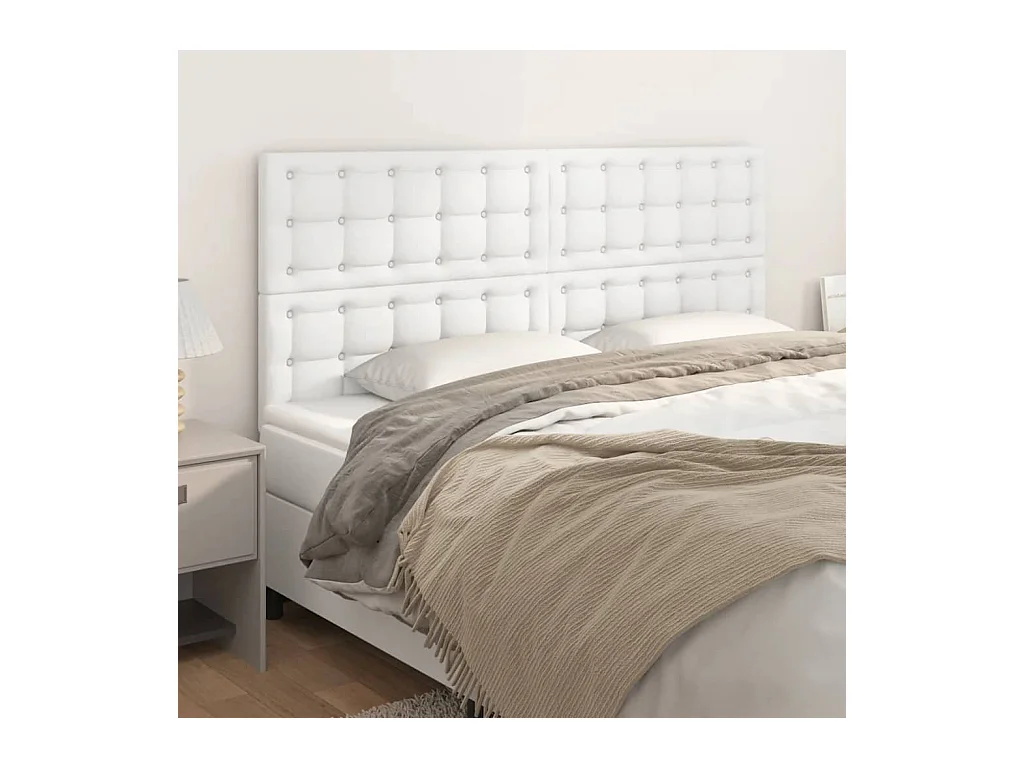 Cabeceros 4 piezas Blanco 90x5x78/88 cm Polipiel