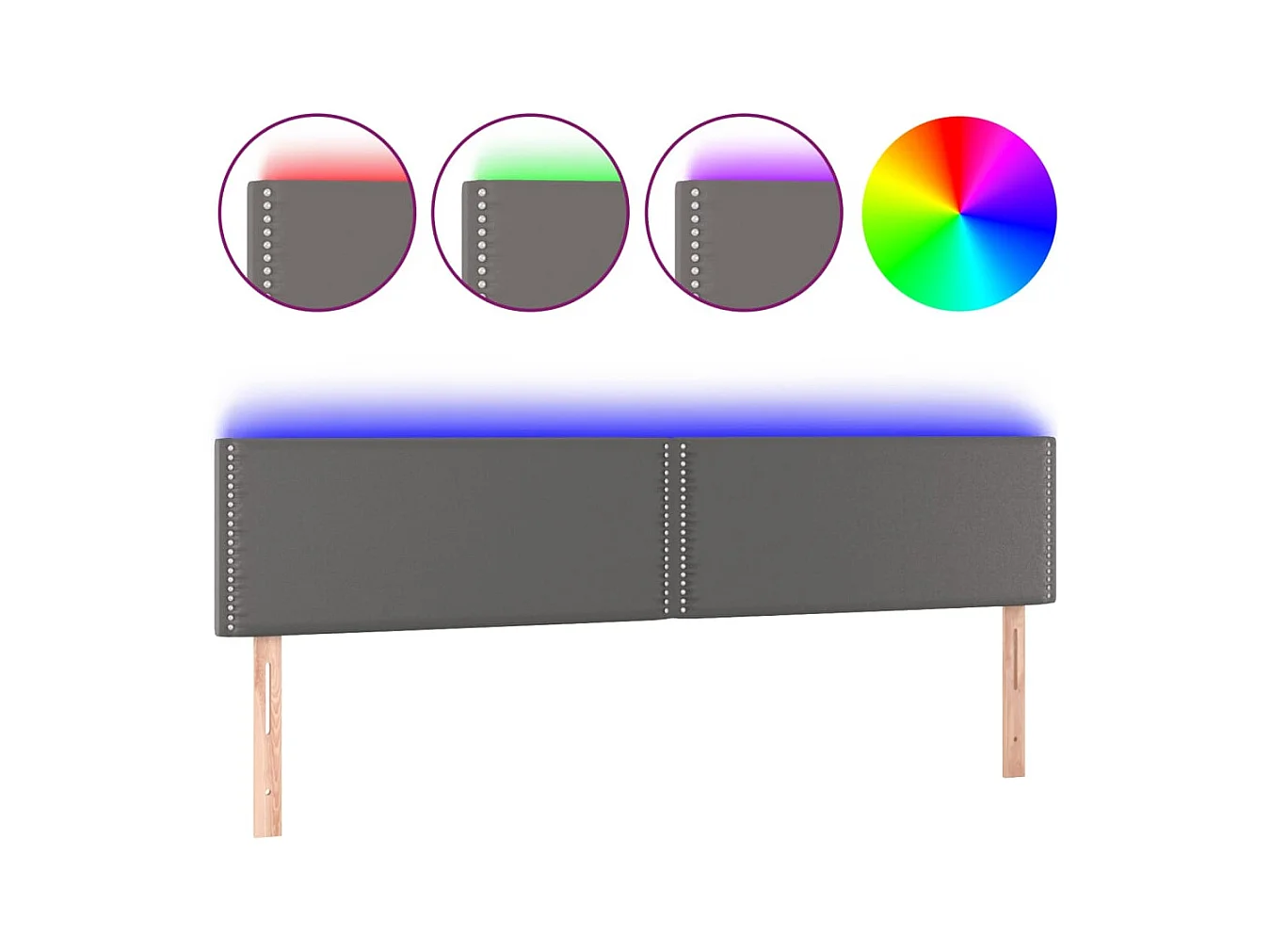 LED-Kopfteil Grau 200x5x78/88 cm Kunstleder