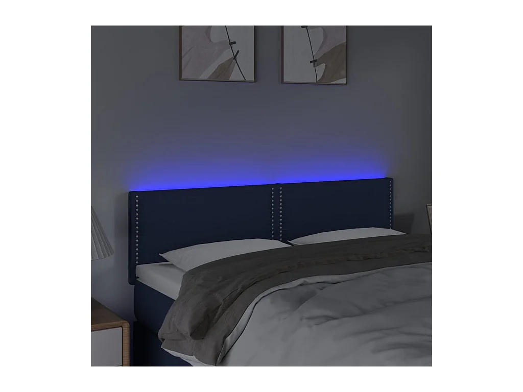 Blauw LED hoofdbord 144x5x78/88 cm Stof