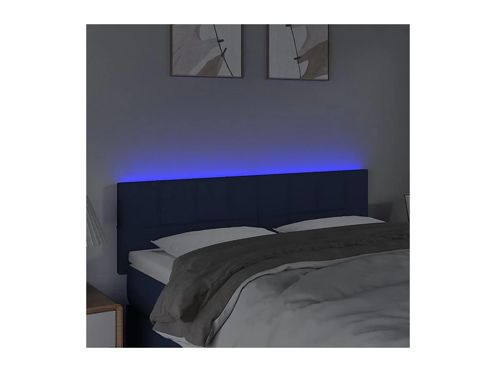 Blauw LED hoofdbord 144x5x78/88 cm Stof