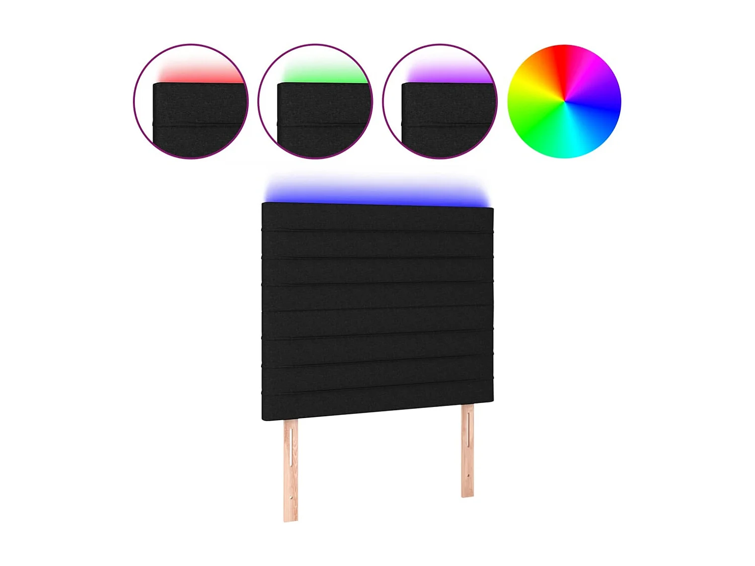 Cabecero LED Negro 80x5x118/128 cm Tela