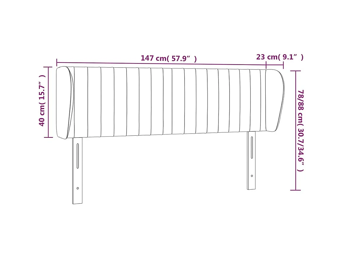 Hoofdbord met vleugels Donkergrijs 147x23x78/88 cm Stof