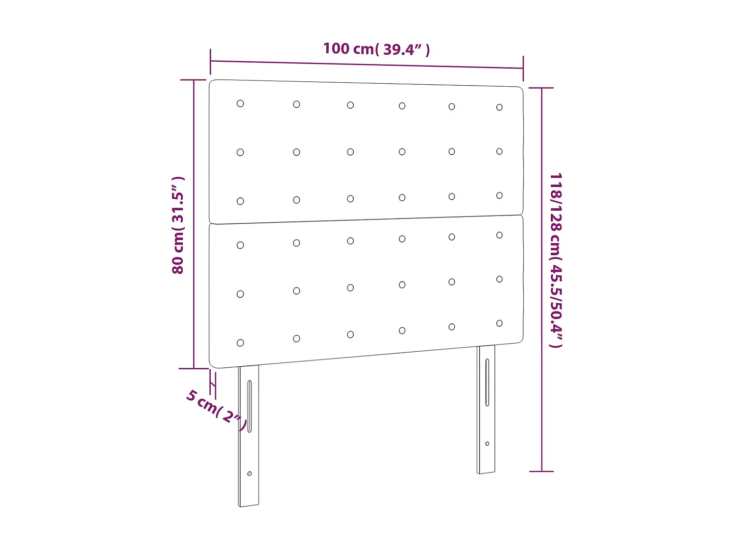LED-Kopfteil Dunkelgrau 100x5x118/128 cm Samt