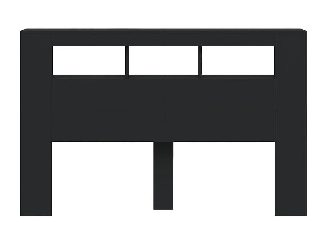 Zwart LED hoofdbord 160x18,5x103,5 cm bewerkt hout