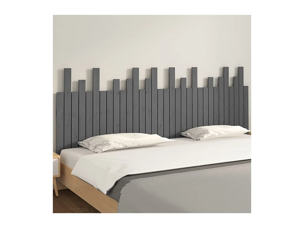 Cabecero de pared Gris 204x3x80 cm Madera maciza de pino