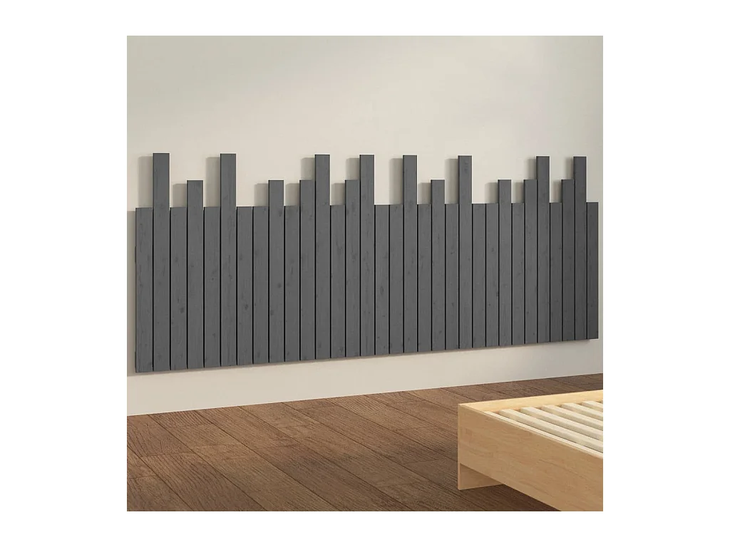 Cabecero de pared Gris 204x3x80 cm Madera maciza de pino