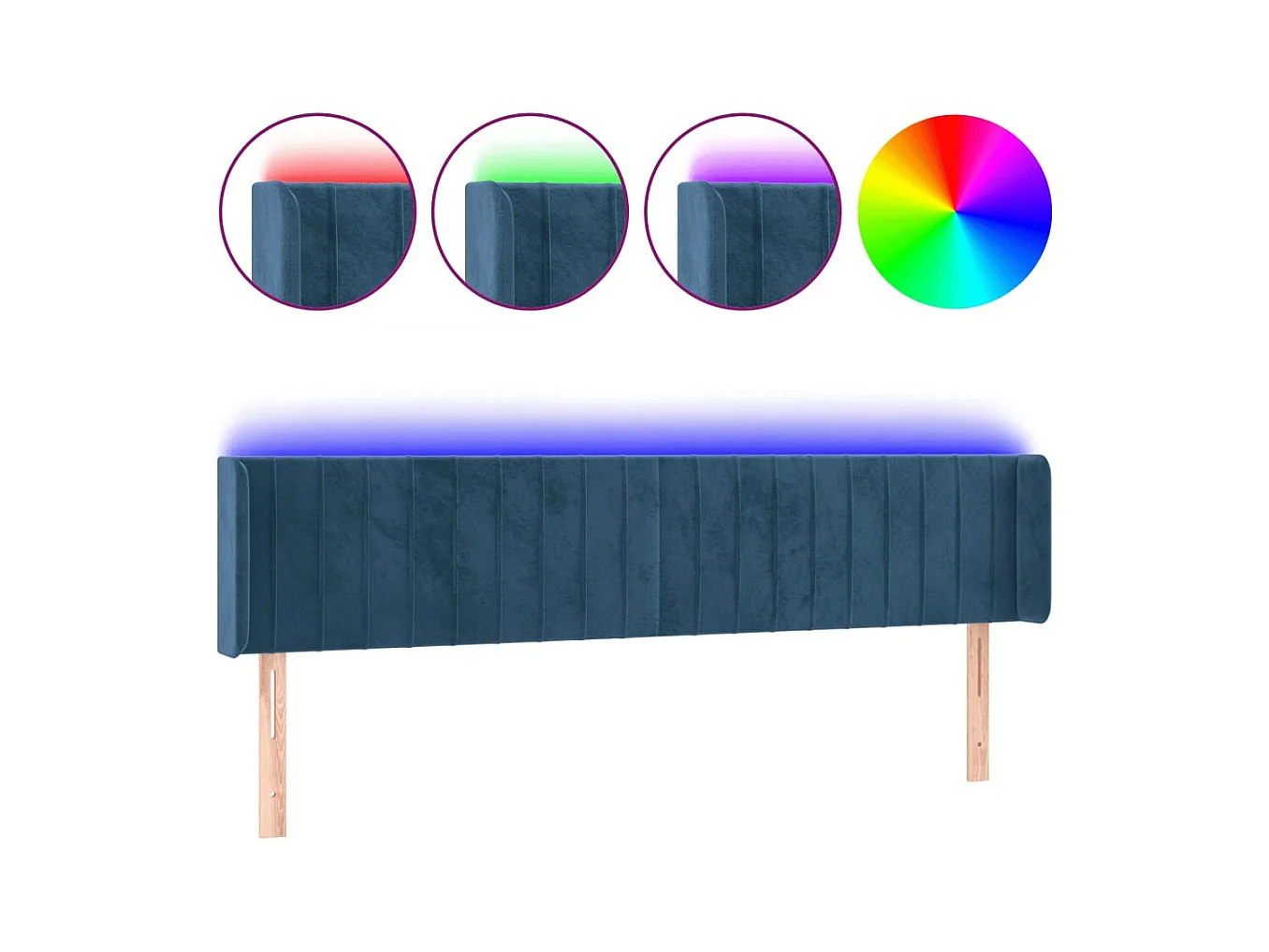 LED-Kopfteil Dunkelblau 163x16x78/88 cm Samt