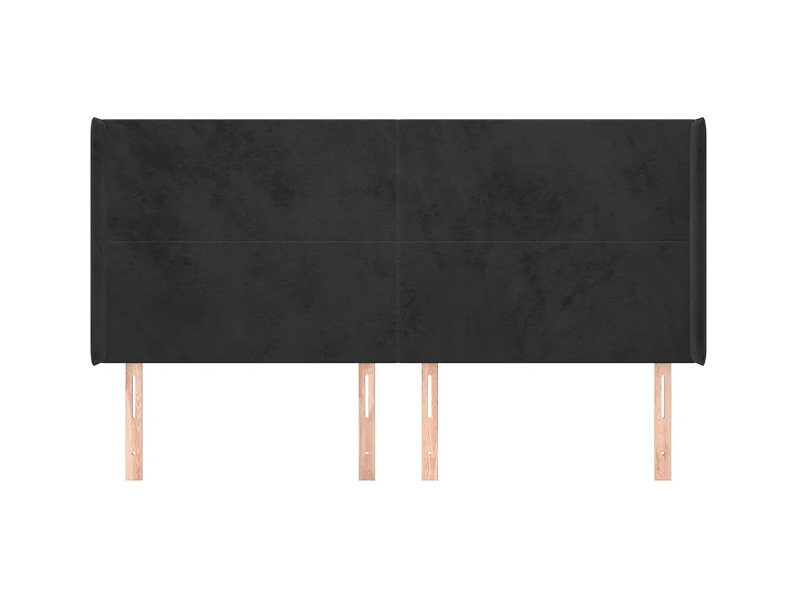 Kopfteil mit Flügeln Schwarz 163x16x118/128 cm Samt