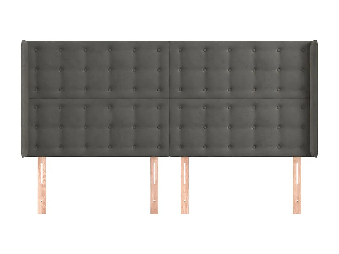 Cabecero con alas Gris oscuro 183x16x118/128 cm Terciopelo