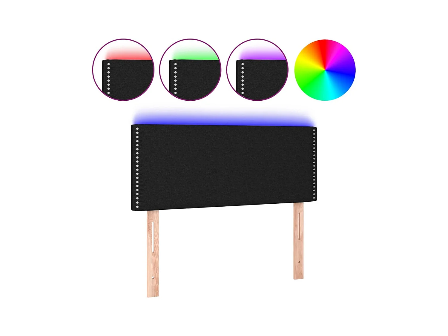 LED-Kopfteil Schwarz 80x5x78/88 cm Stoff