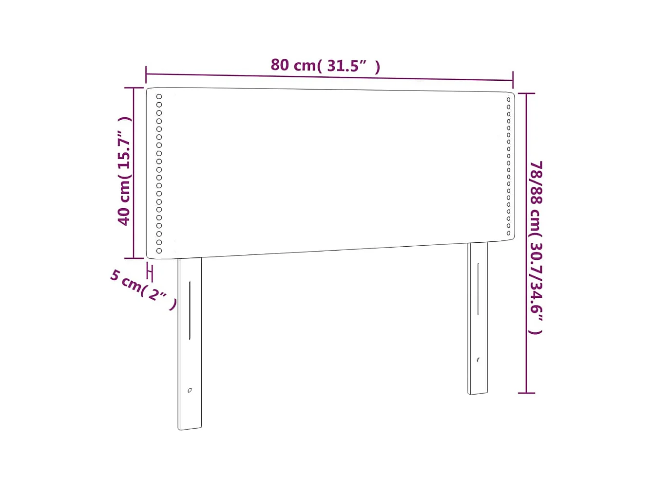 LED-Kopfteil Schwarz 80x5x78/88 cm Stoff