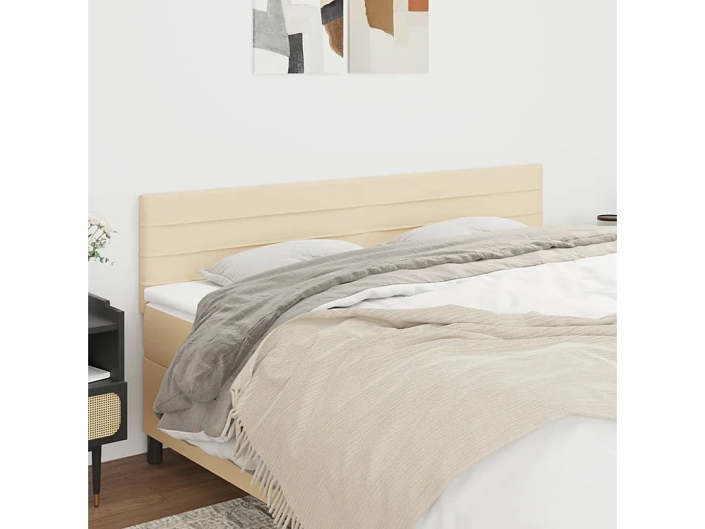 Hoofdborden 2 stuks crème 80x5x78/88 cm stof