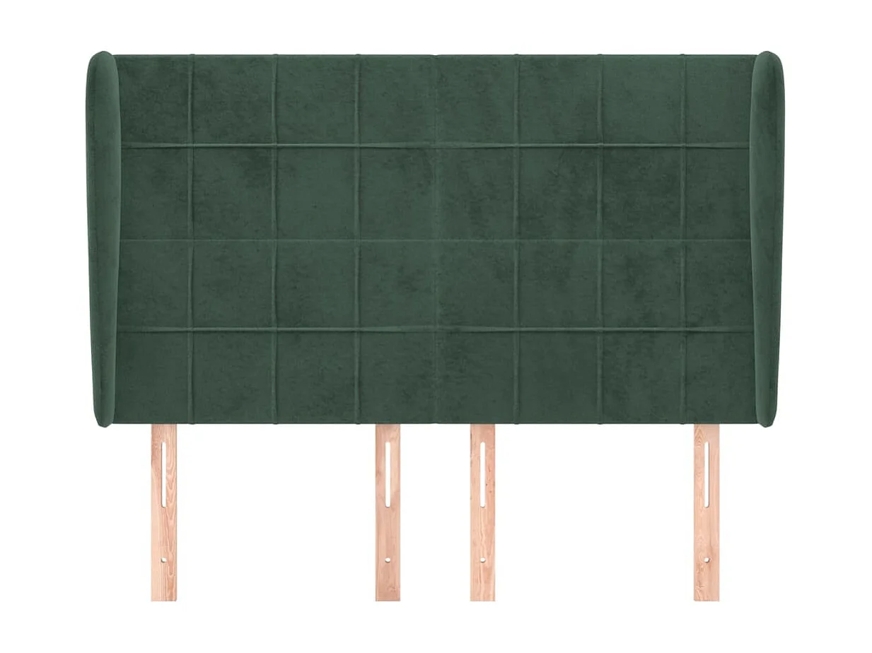 Tête de lit avec oreilles Vert foncé 147x23x118/128 cm Velours