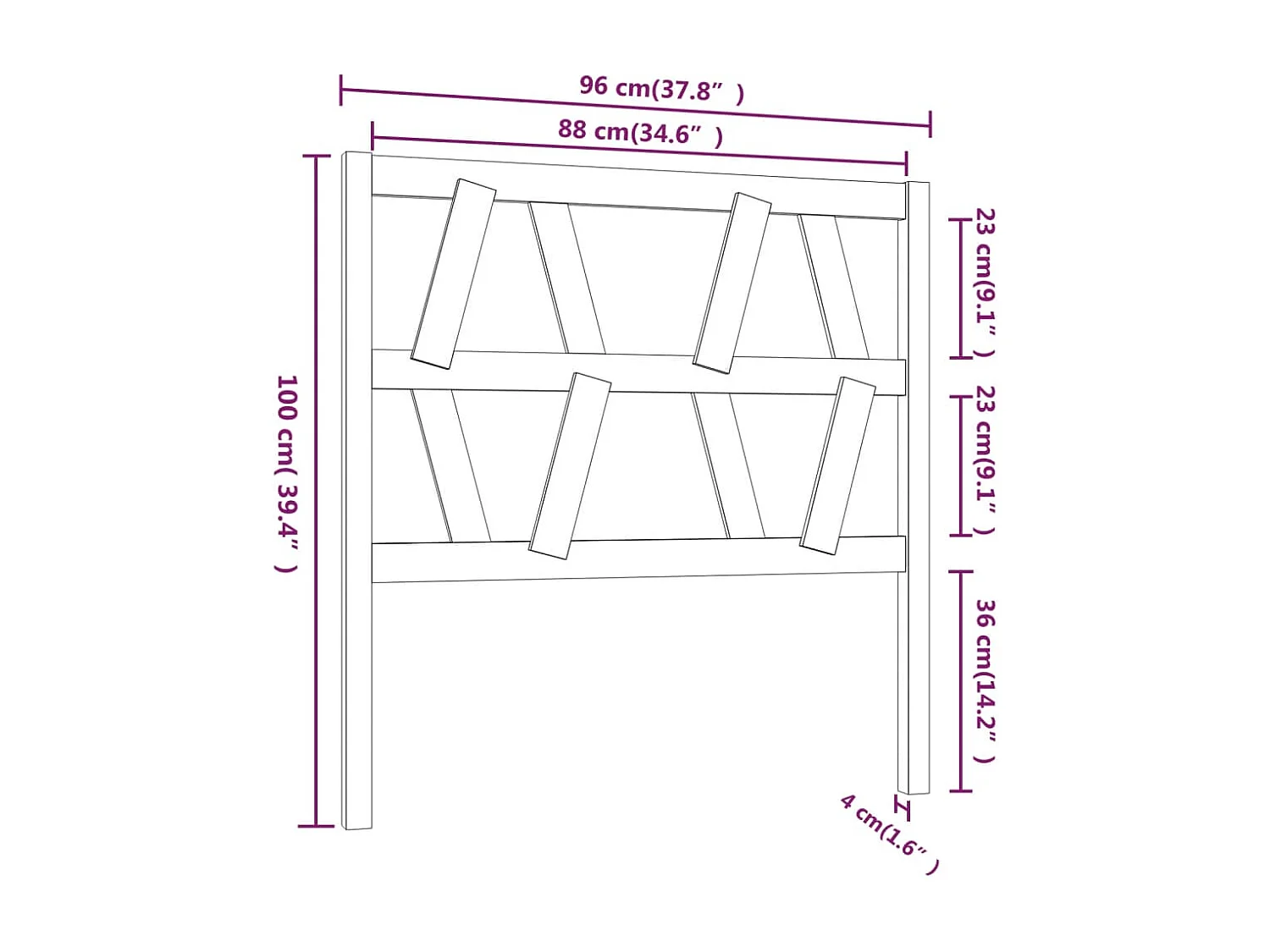 Hoofdbord 96x4x100 cm Massief grenenhout