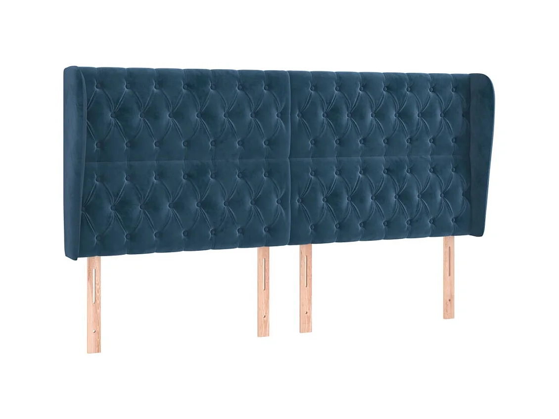 Hoofdbord met vleugels Donkerblauw 203x23x118/128 cm Fluweel