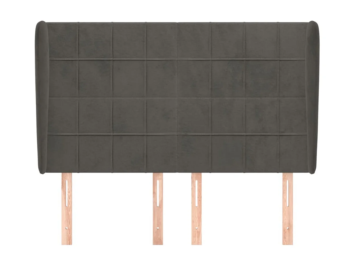 Testiera con ali Grigio scuro 147x23x118/128 cm Velluto