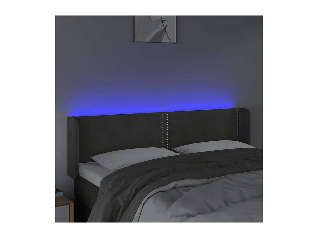 Tête de lit à LED Gris foncé 147x16x78/88 cm Velours