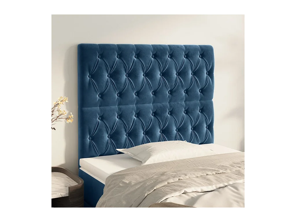 Kopfteile 2 Stk. Dunkelblau 100x7x78/88 cm Samt