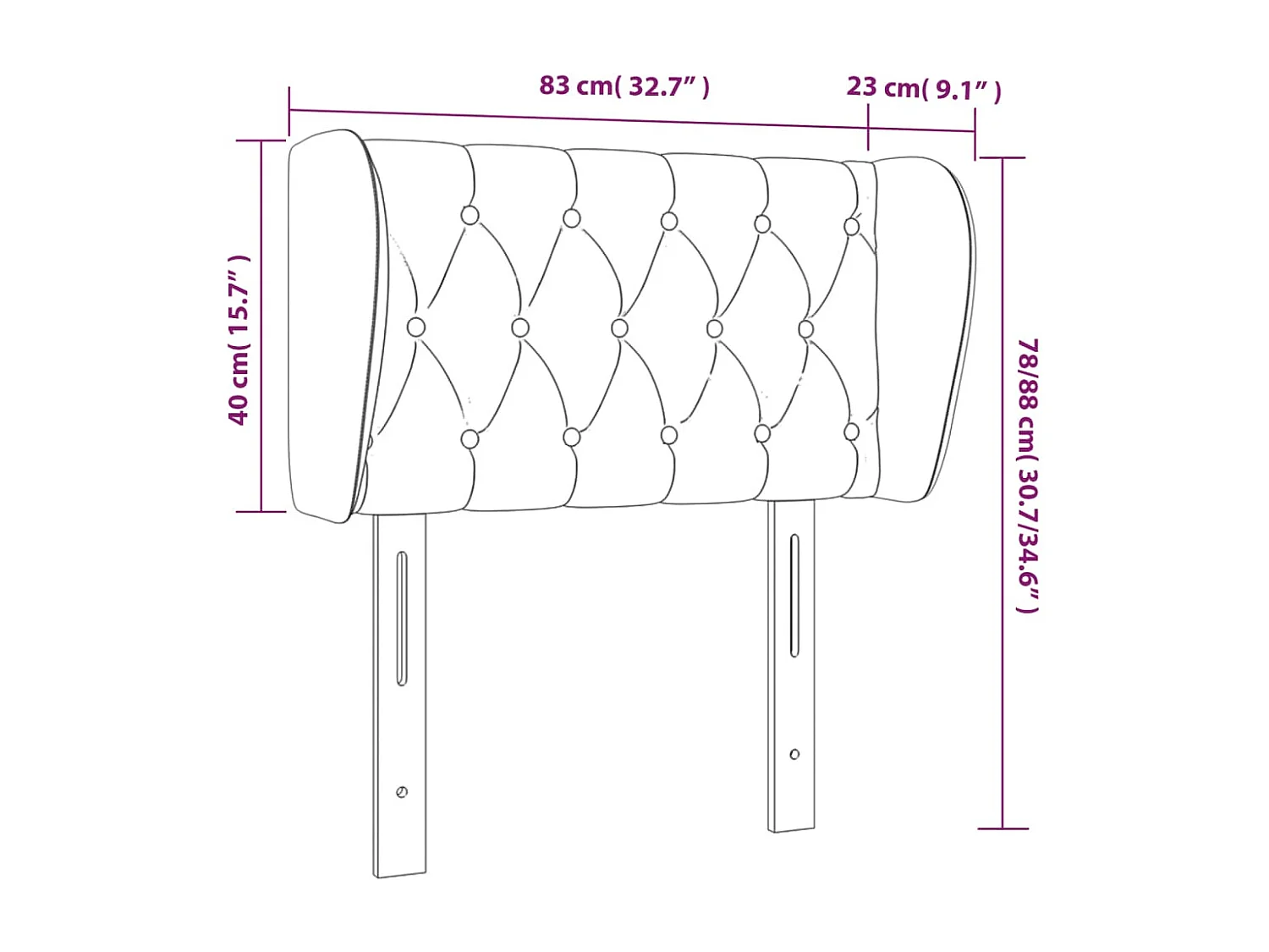 Hoofdbord met vleugels Zwart 83x23x78/88 cm Fluweel