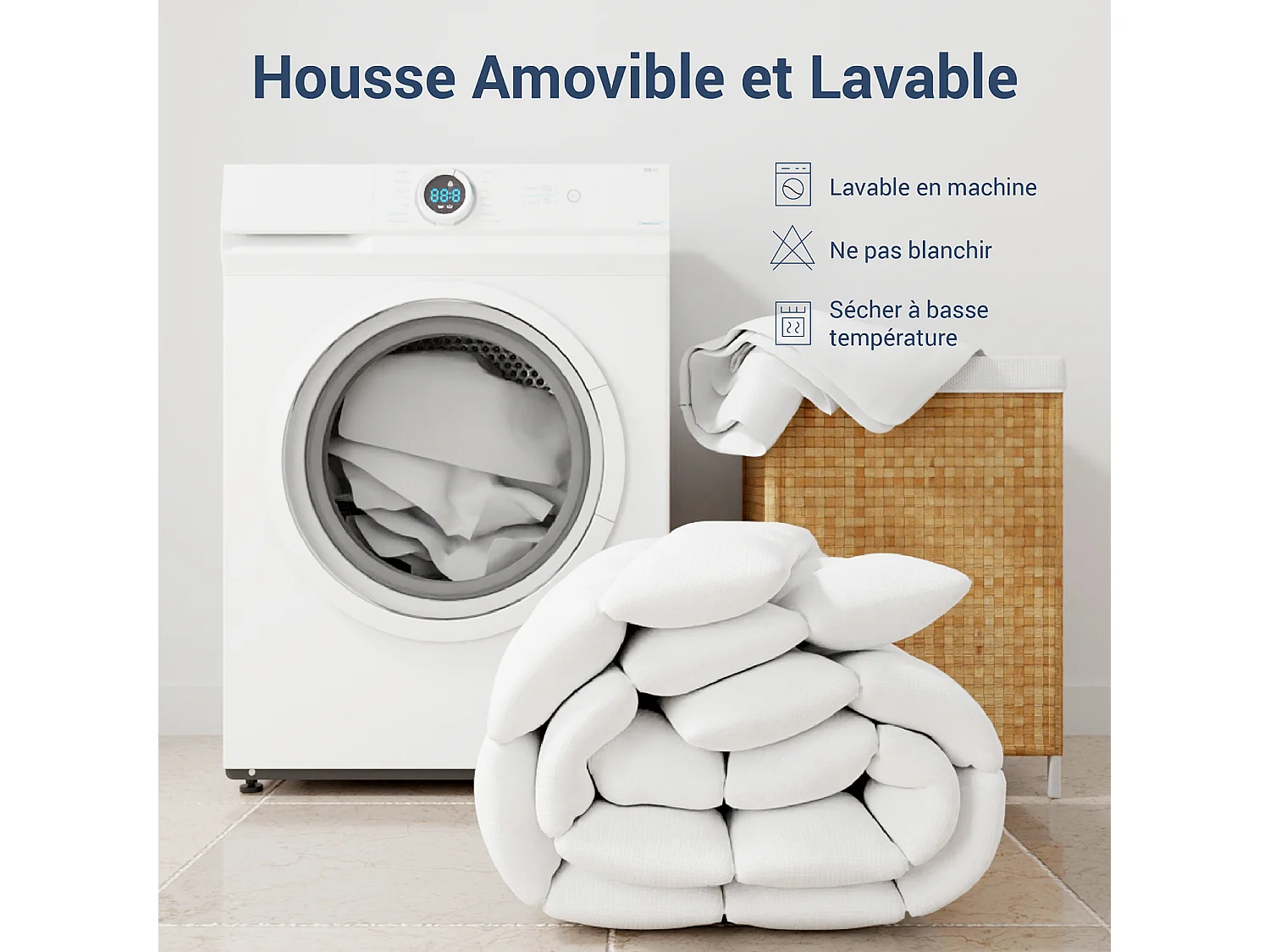 CASABEL Surmatelas 140 x 190 cm Mémoire de forme et Gel Rafraîchissant + Housse Lavable de 5 cm