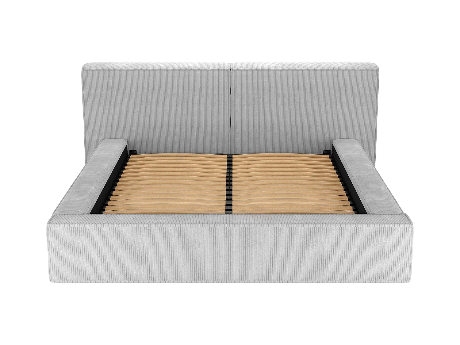 Cama com espaço de arrumação 180 x 200 cm veludo canelado cinzento-claro - TIMANO