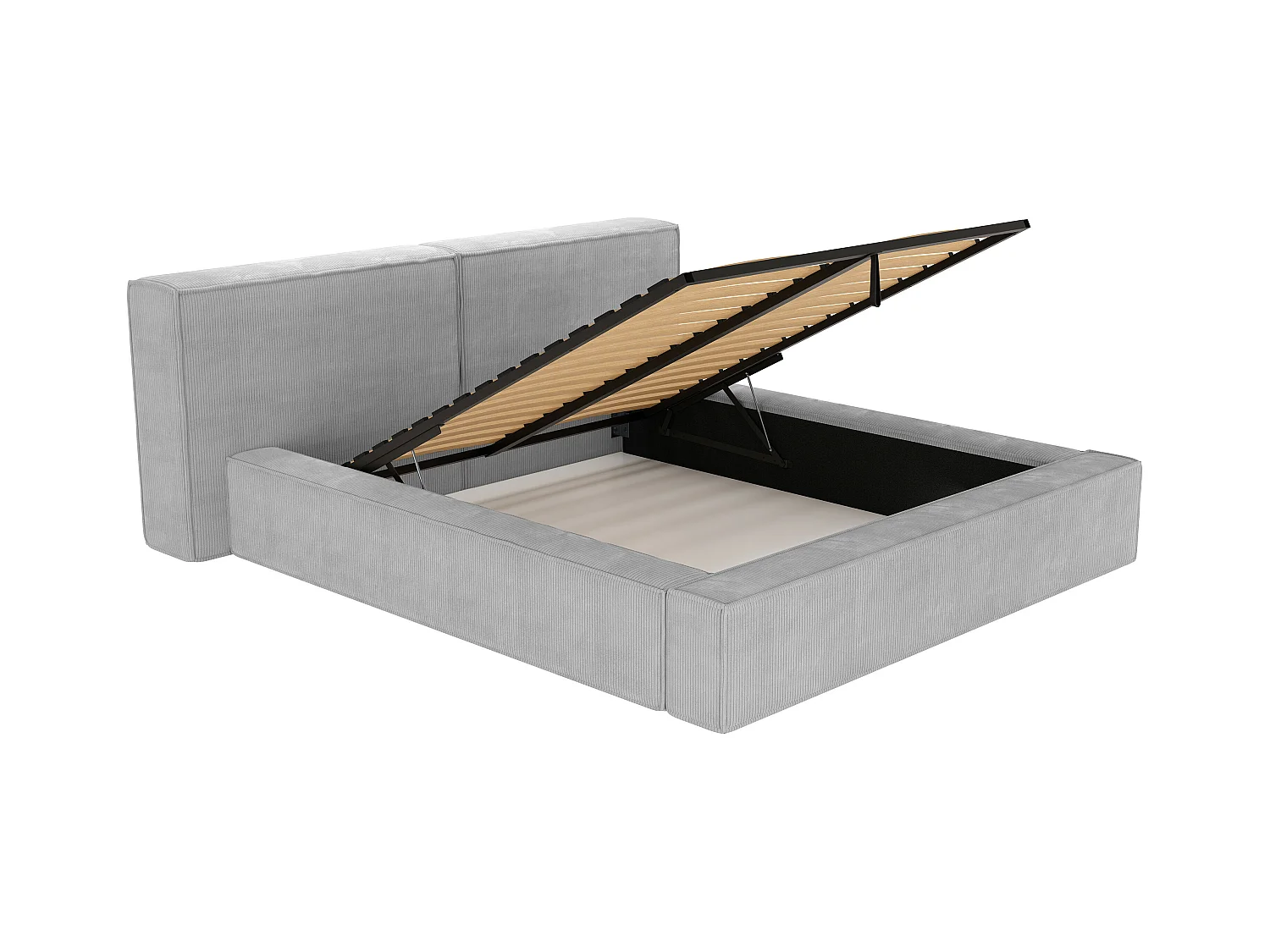 Cama com espaço de arrumação 180 x 200 cm veludo canelado cinzento-claro - TIMANO