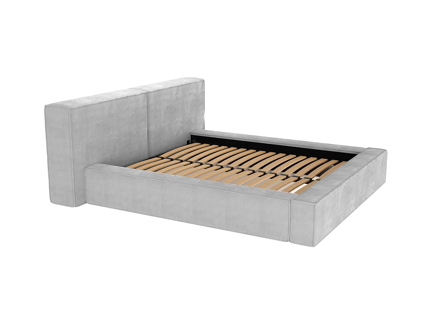 Cama com espaço de arrumação 180 x 200 cm veludo canelado cinzento-claro - TIMANO