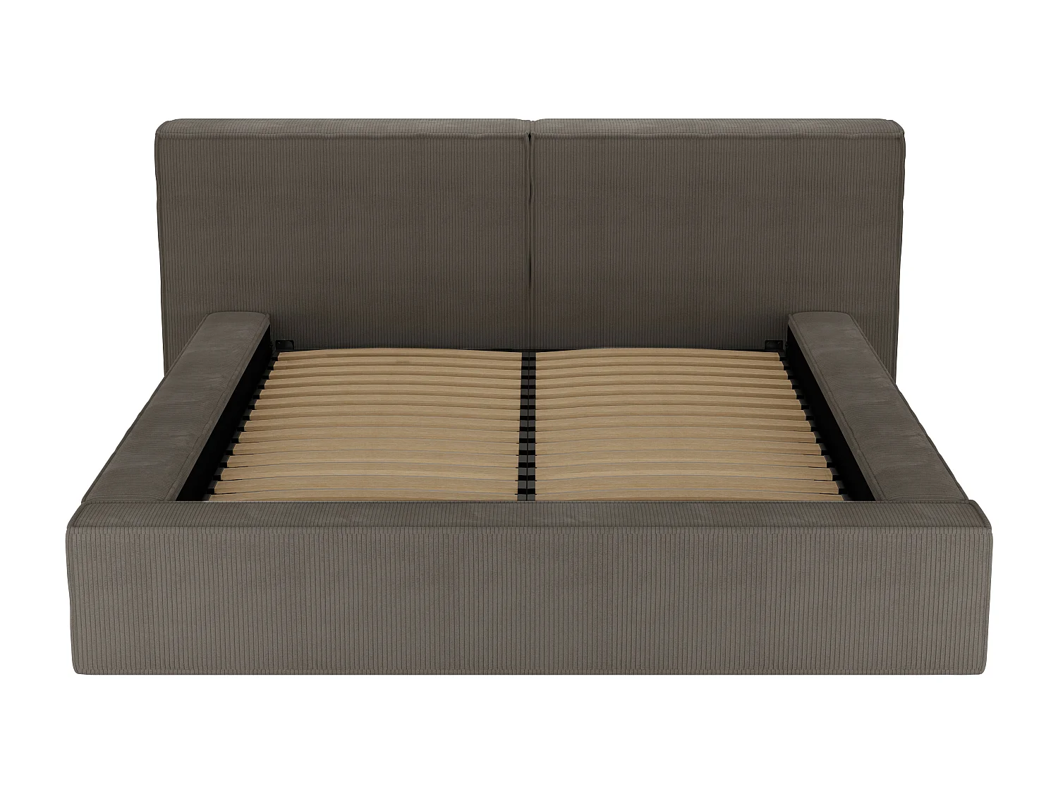 Bed met opbergruimte 180 x 200 cm - Ribfluweel - Taupegrijs - TIMANO - Pascal Morabito