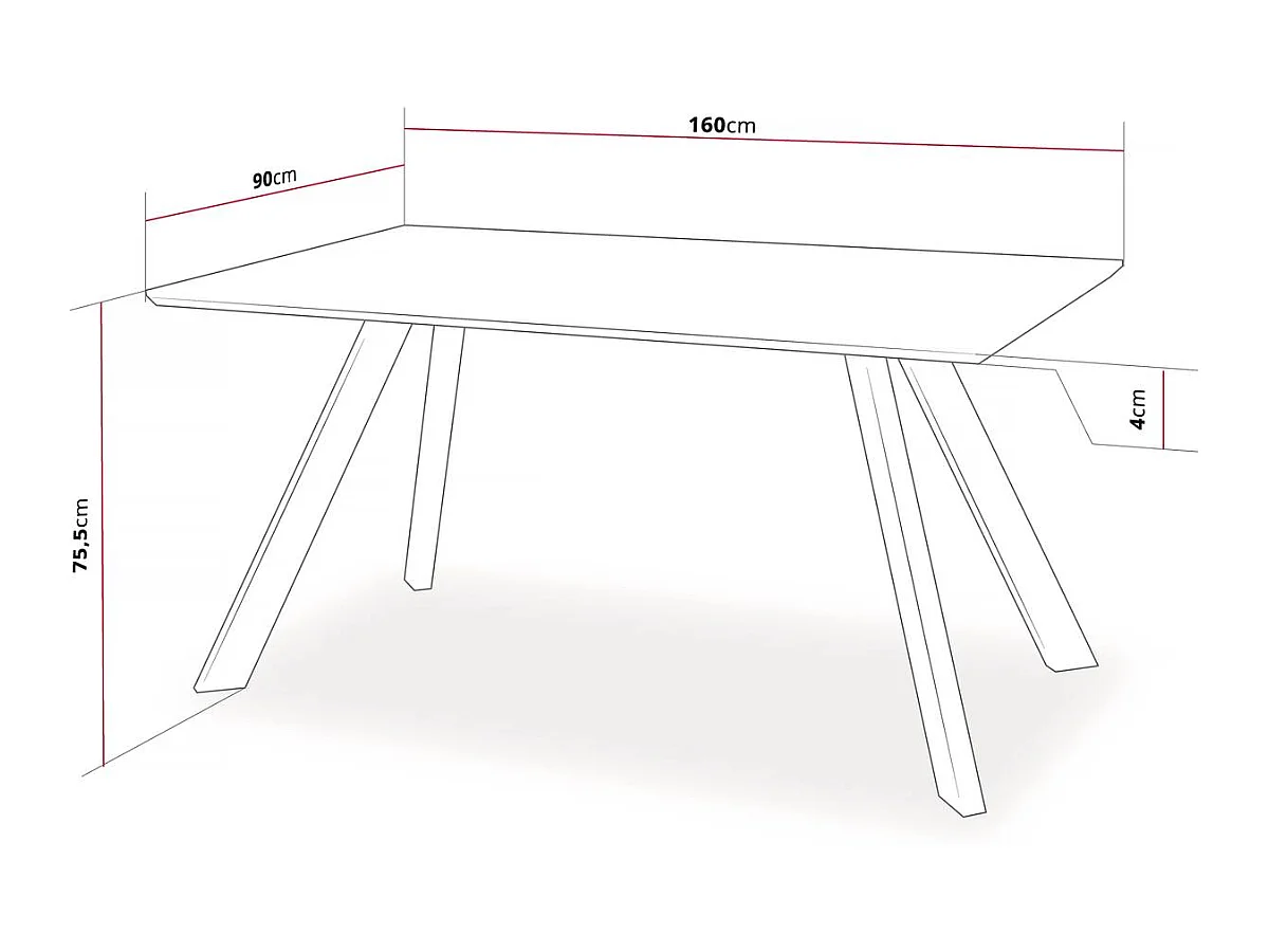 Mesa de jantar "Manhattan" Carvalho/Preto - Design industrial e moderno - 160 x 90 cm