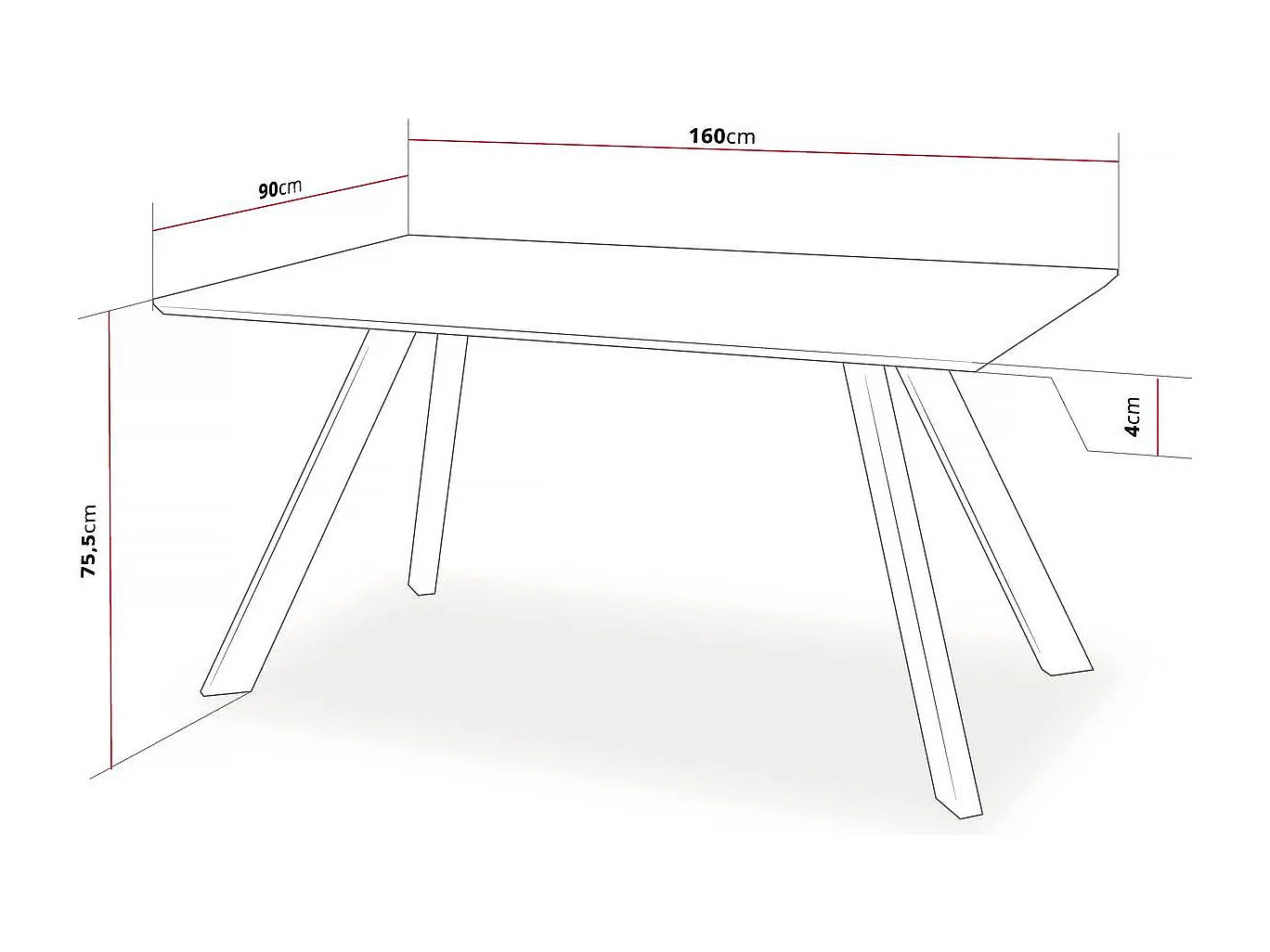 Table repas "Manhattan" Chêne / Noir - 160 x 90 x 75,5 cm