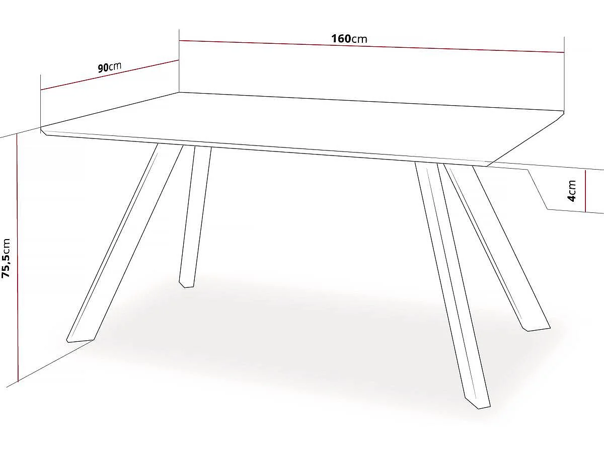 Table repas "Manhattan" Chêne / Noir - 160 x 90 x 75,5 cm