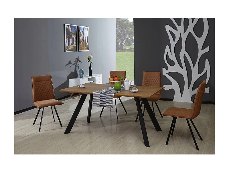 Table repas "Manhattan" Chêne / Noir - 160 x 90 x 75,5 cm