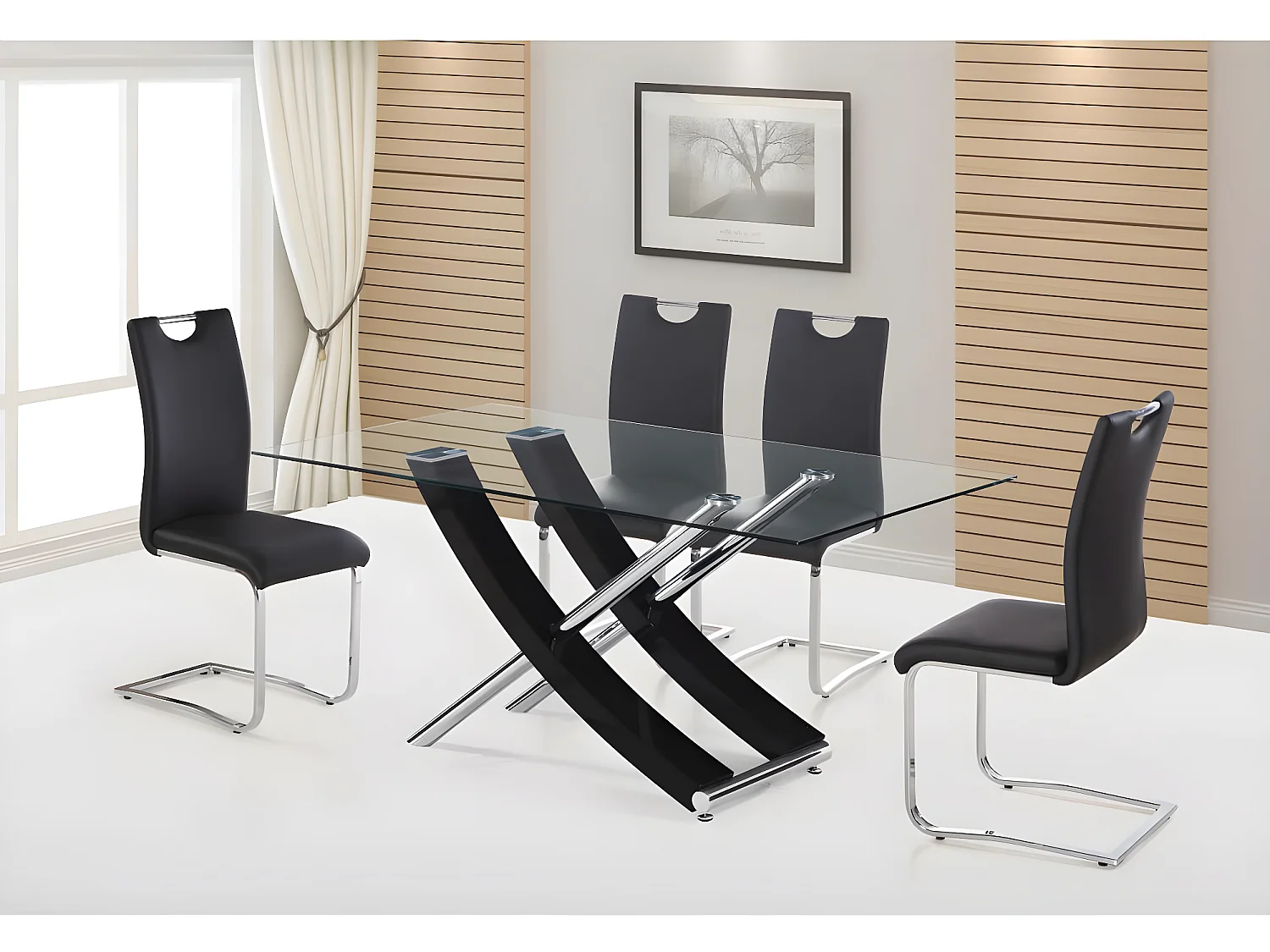 Table repas "Diva" - 160 x 90 x 76 cm - Noir laqué