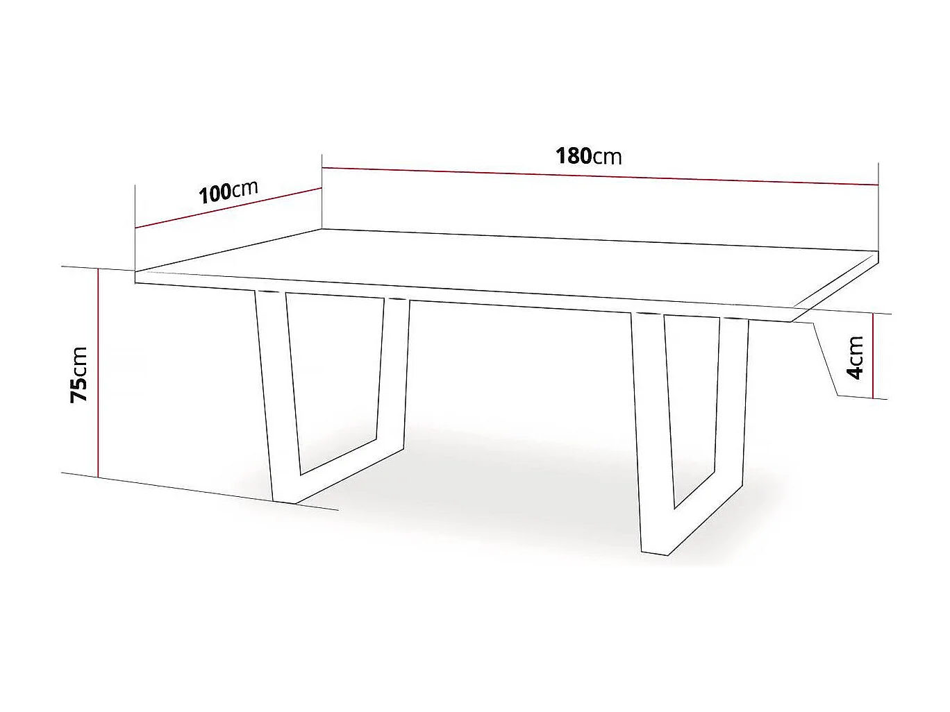 Table repas "Hollywood" - 200 x 100 x 76 cm - couleur: Chêne / Noir