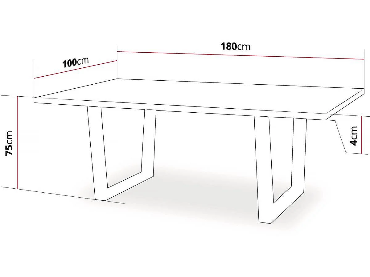 Modernt Hollywood Matbord - 200 x 100 cm - Ek/Svart - Industriell Design