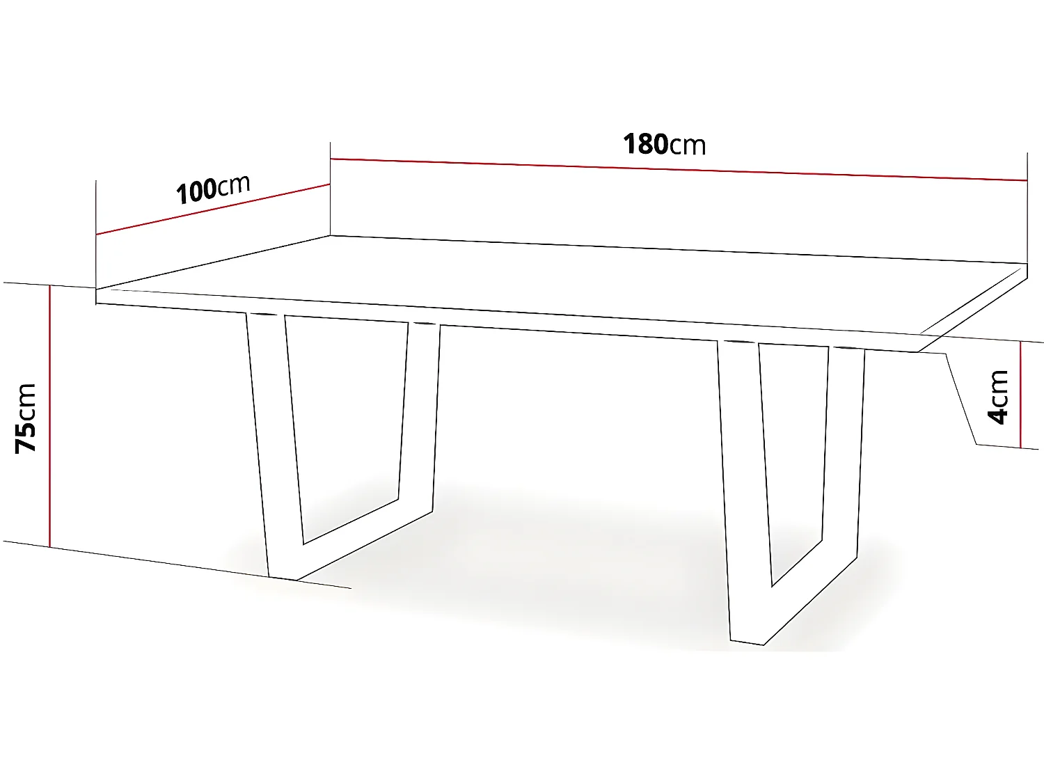Eettafel "Hollywood" in eikenhout en zwart - 200 x 100 cm voor 6 personen