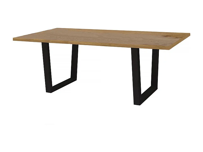 Eettafel "Hollywood" in eikenhout en zwart - 200 x 100 cm voor 6 personen