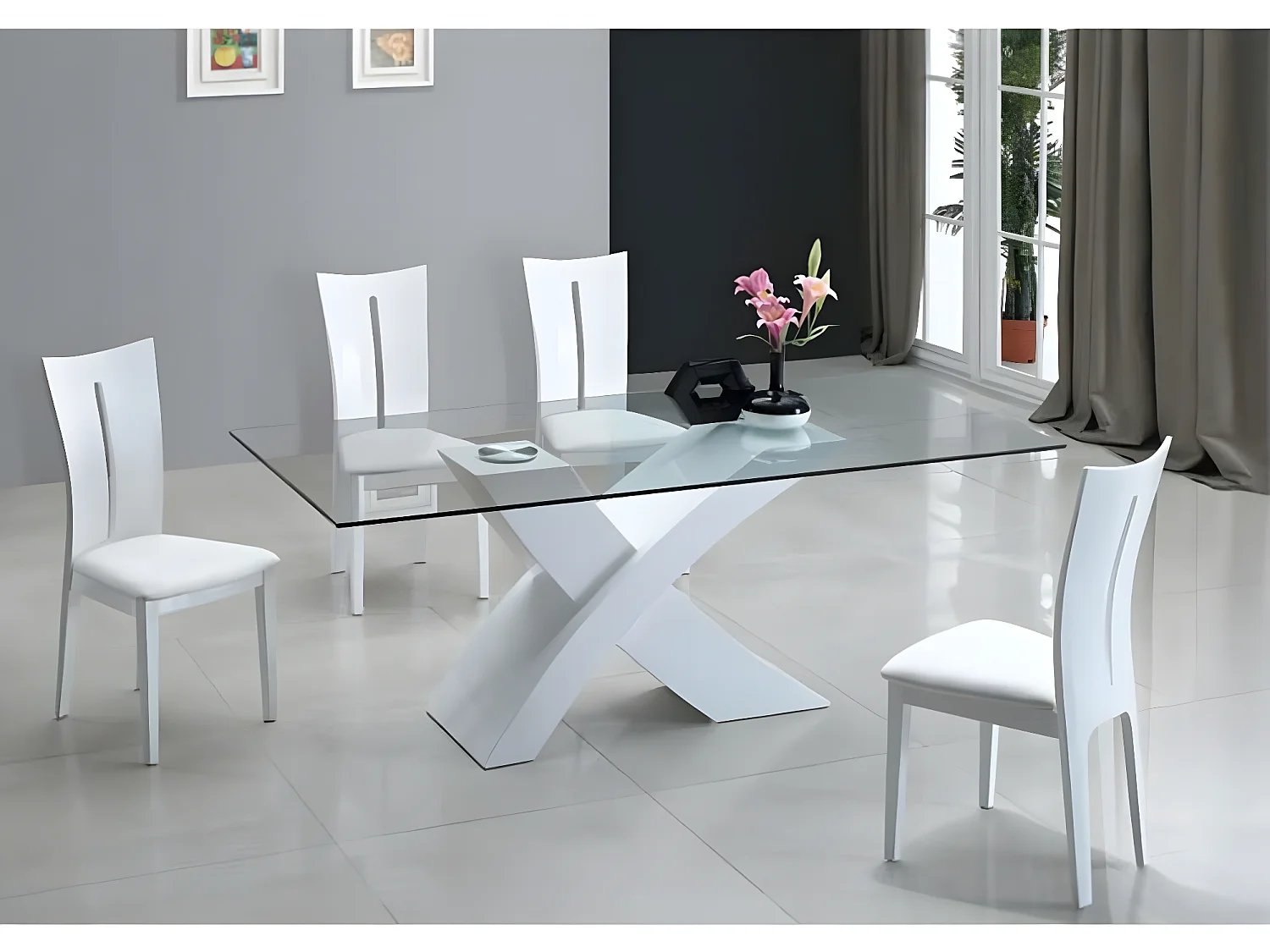 Table repas "Mona" - 150 x 90 x 74 cm - Blanc