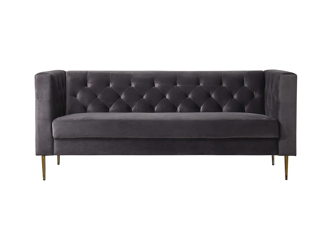 Sofá fixo de veludo "Bruce" cinza 3 lugares - Confortável e elegante