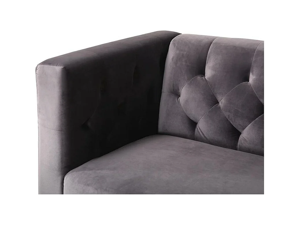 Sofá fixo de veludo "Bruce" cinza 3 lugares - Confortável e elegante