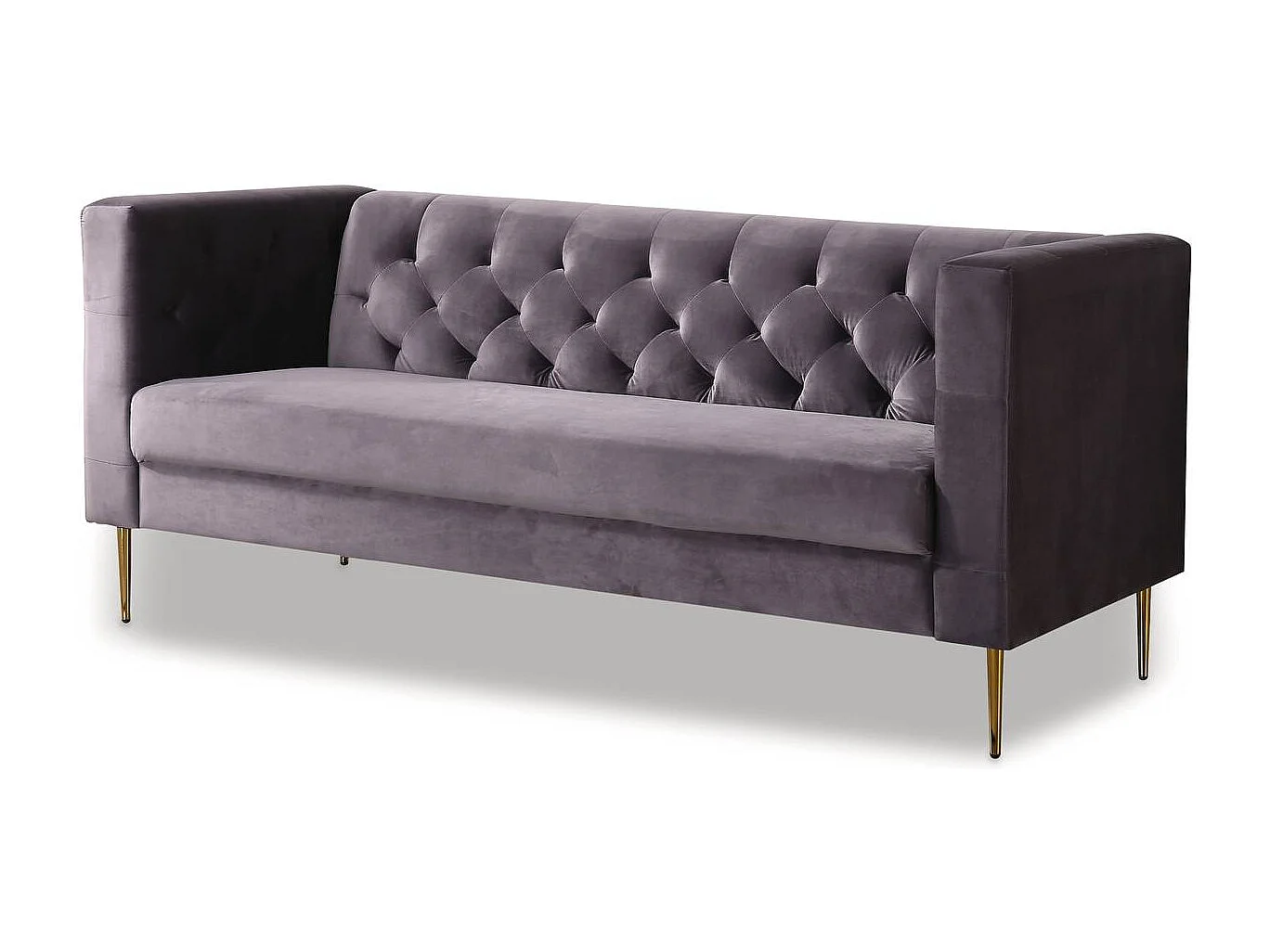 Zitbank bankstel velours "Bruce" - 196 x 76 x 82 cm - 3 zits - Grijs