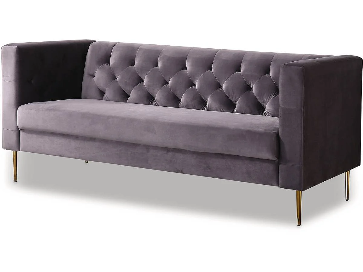 Elegant Sammet Soffa "Bruce" - 3 Sits - Grå - 196 x 76 x 82 cm