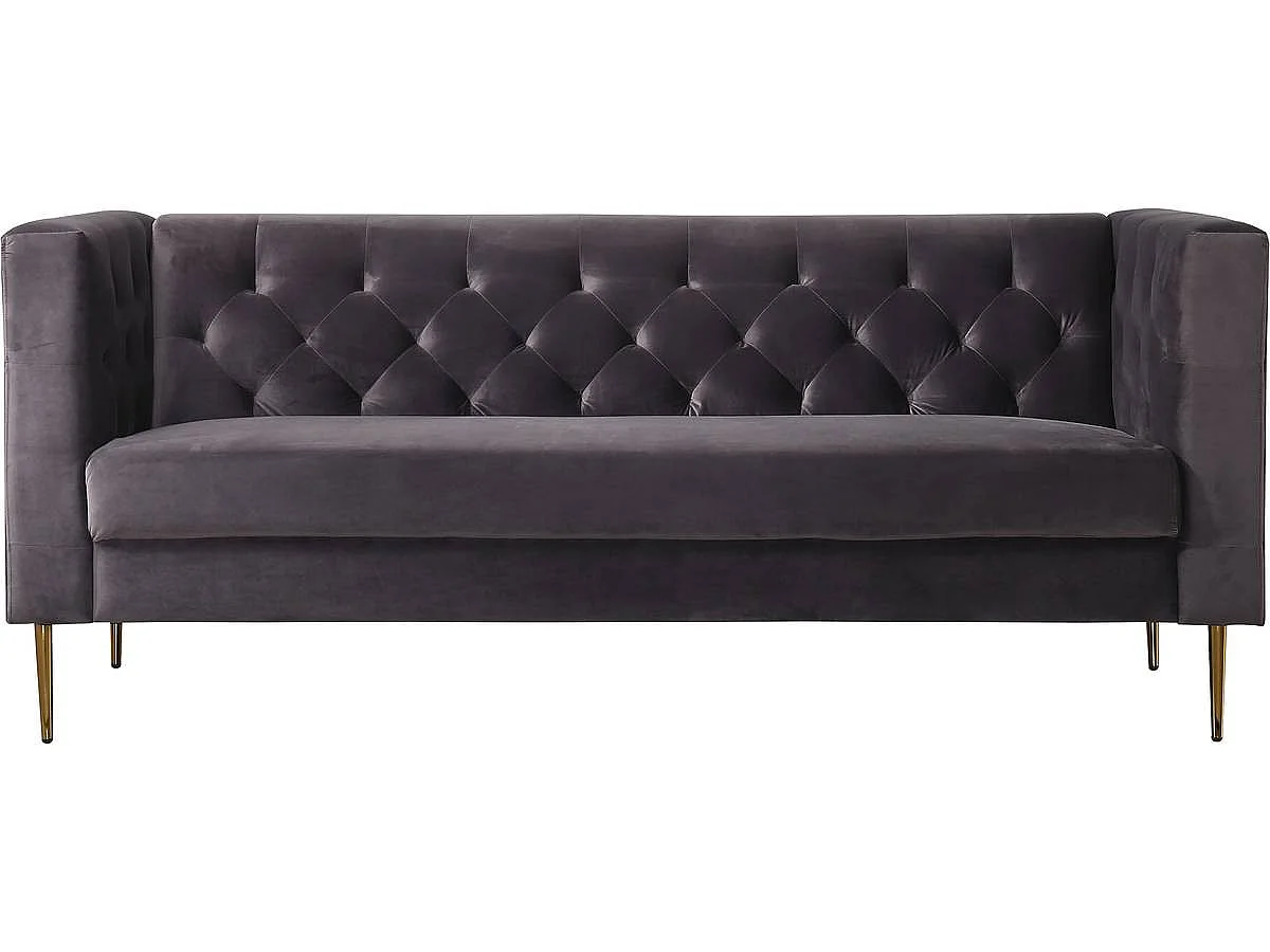 Elegant Sammet Soffa "Bruce" - 3 Sits - Grå - 196 x 76 x 82 cm
