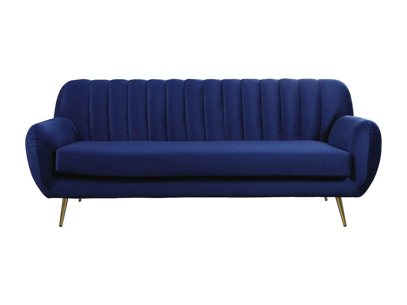 Aksamitna sofa "Evans" - 195 x 84 x 82 cm - 3-osobowa - Ciemnoniebieski