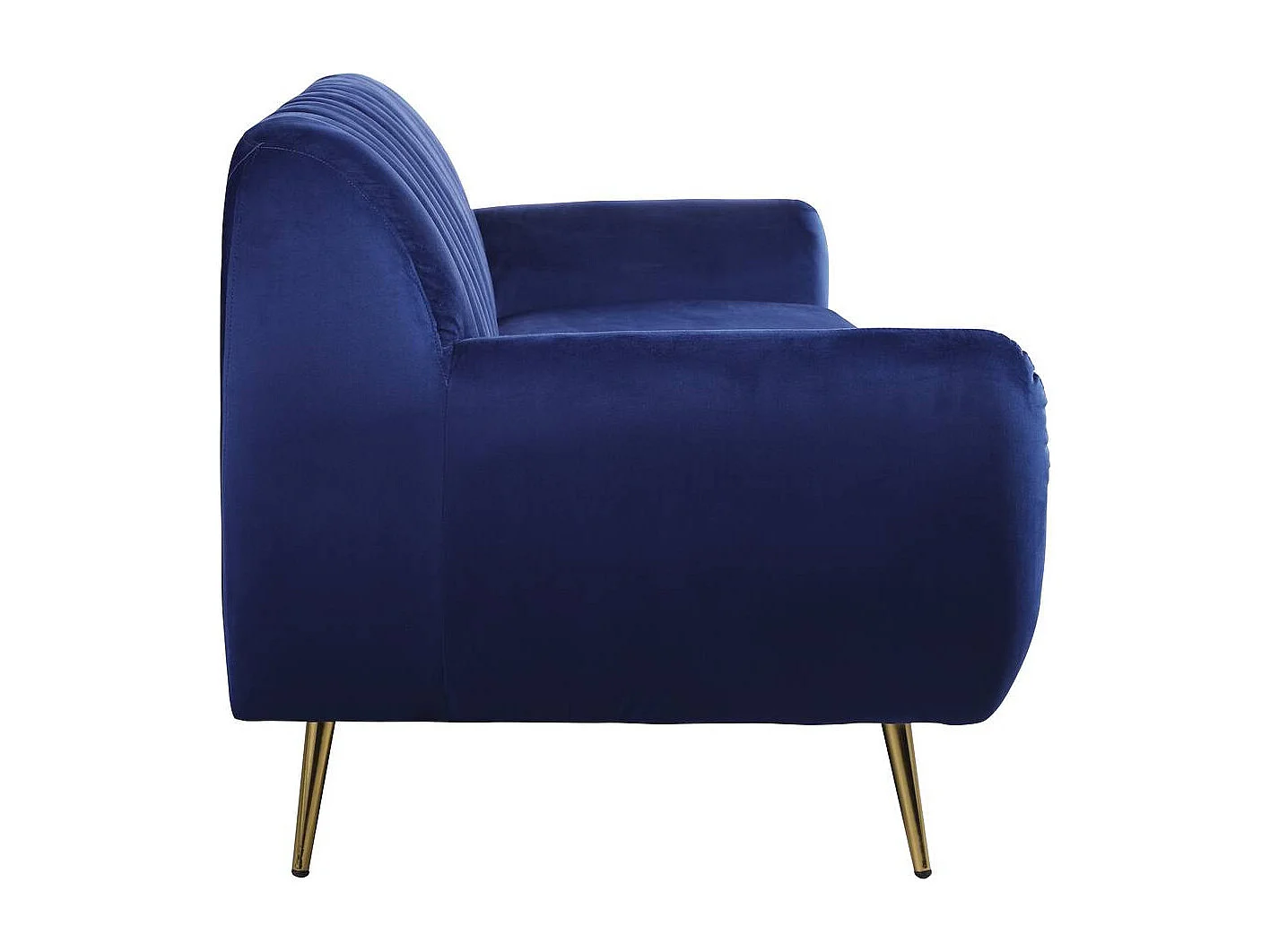 Canapé fixe en velours "Evans" - 195 x 84 x 82 cm - 3 places - Bleu foncé