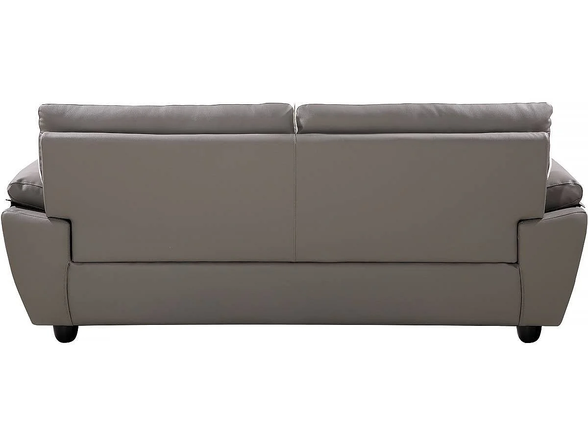 Bank gereconstrueerd leer en pvc meubel bankstel "Dallas" - 210 x 88 x 90 cm - 3 zits - Grijs / Wit