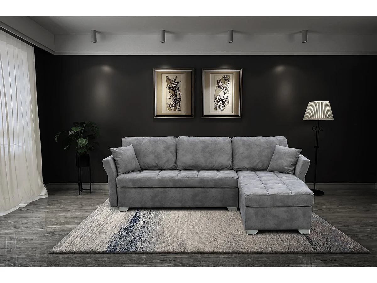 Canapé d'angle réversible "Valentine" - 4 places - Gris